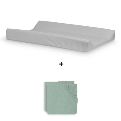 Pack matelas à langer 50 x 70 cm avec 2 housses éponge ash green