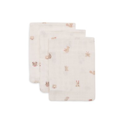 Lot de 3 gants de toilette gaze de coton animal friends