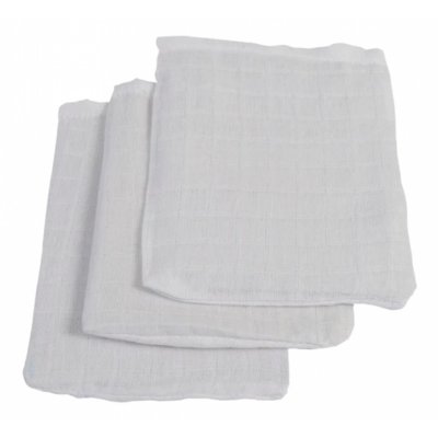 Lot de 3 gants de toilette gaze de coton blanc