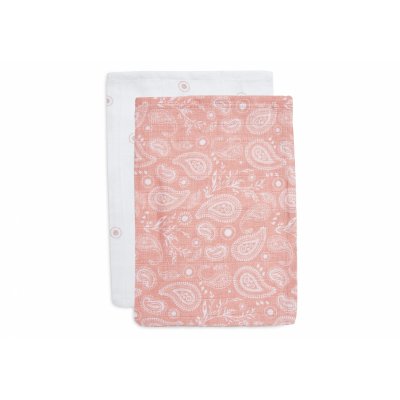 Lot de 2 gants de toilette gaze de coton paisley halo rose