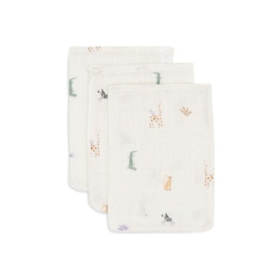 Lot de 3 gants de toilette gaze de coton jungle jambo