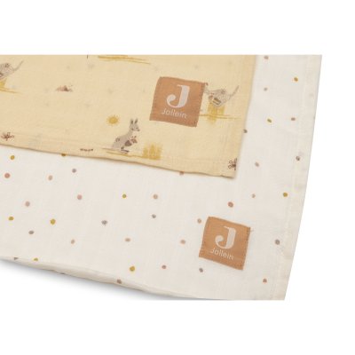 Lot de 2 langes gaze de coton 115 x 115 cm kangaroots