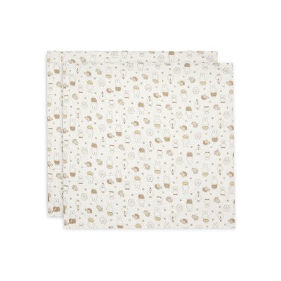 Lot de 2 langes gaze de coton 115x115 cm miffy family farm