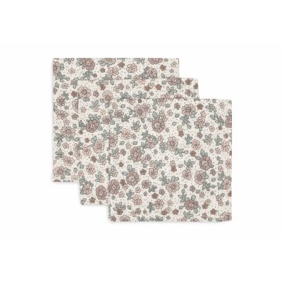 Lot de 3 langes en coton 31 x 31 cm retro flowers
