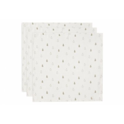 JOLLEIN Lot de 3 langes gaze de coton 70 x 70 cm happy miffy olive