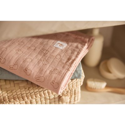 Lot de 3 langes gaze de coton 70 x 70 cm miffy silhouettes wild rose