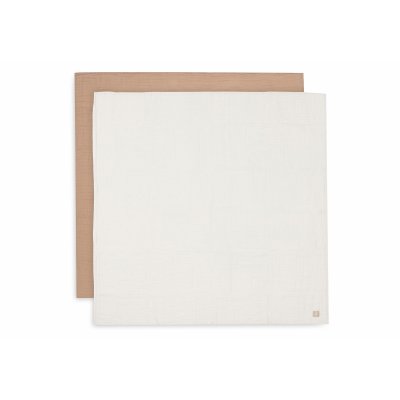 Lot de 2 langes gaze de coton 115 x 115 cm biscuit & ivoire