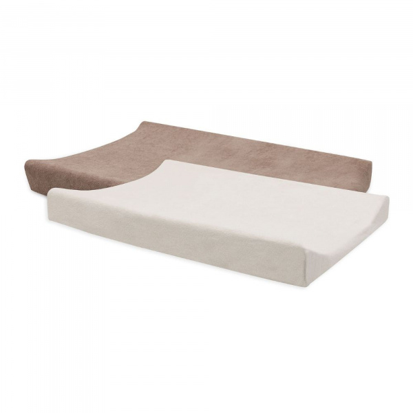 Les imparfaits - lot de 2 housses matelas à langer éponge 50 x 70 cm milky coffee et ivory Jollein