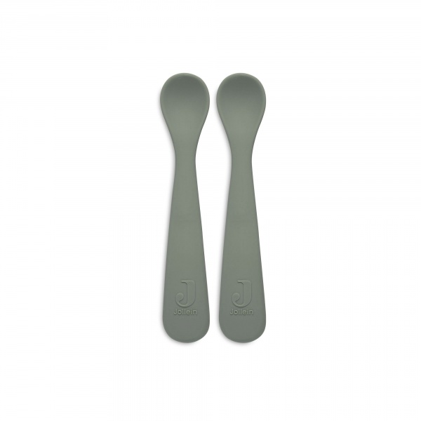 Lot de 2 cuillères souple silicone ash green Jollein