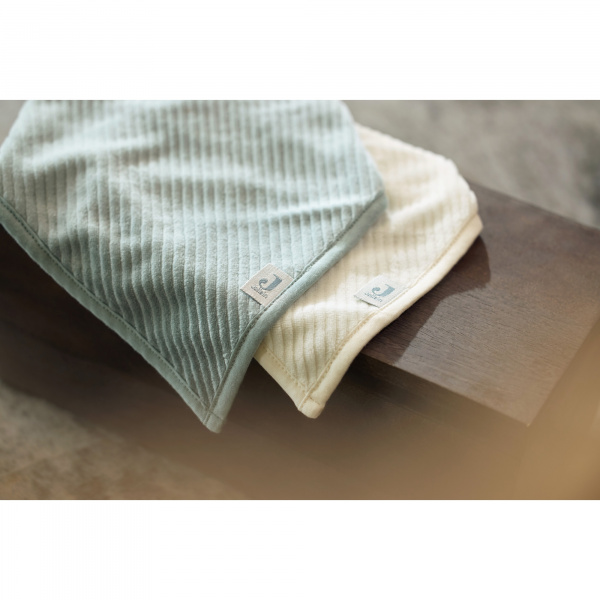 Lot de 2 bavoirs bandana velvet sea green & ivoire Jollein
