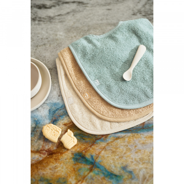 Lot de 3 bavoirs éponge sea green, nougat et biscuit Jollein