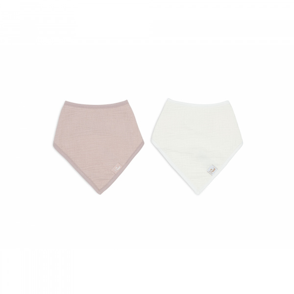 Lot de 2 bavoirs bandana gaze de coton wild rose & oatmeal Jollein