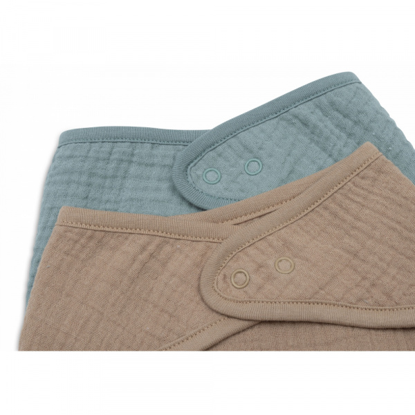 Lot de 2 bavoirs bandana gaze de coton sea green & biscuit Jollein