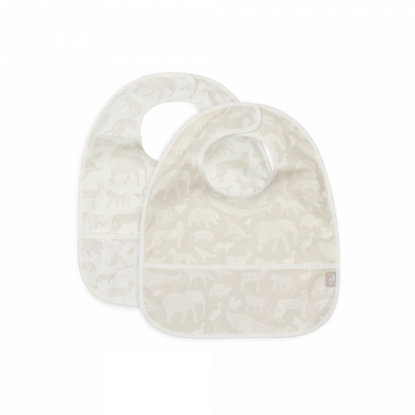Lot de 2 bavoirs imperméables animaux nougat Jollein