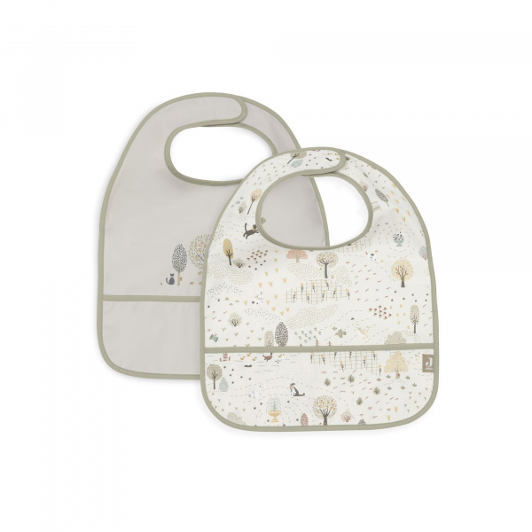 Lot de 2 bavoirs imperméables animaux nougat Jollein