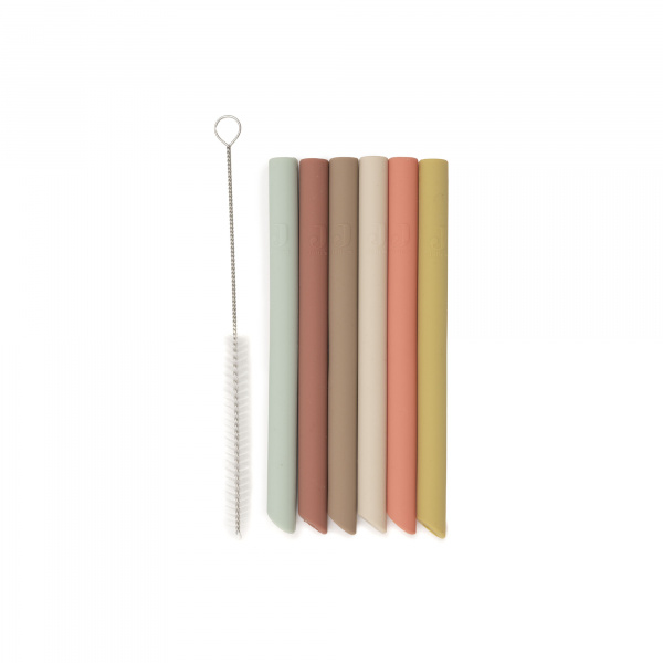 Lot de 6 pailles en silicone multicolores Jollein