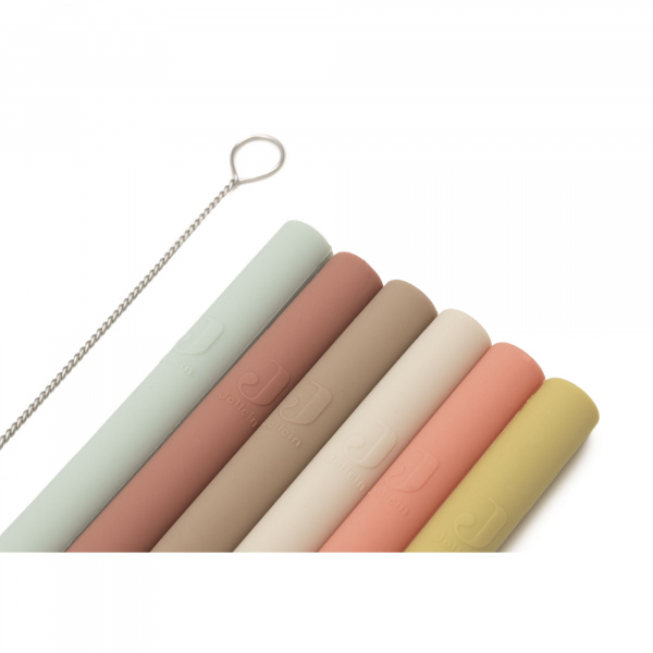 Lot de 6 pailles en silicone multicolores Jollein