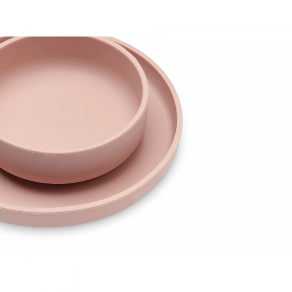 Coffret repas bébé silicone pale pink Jollein
