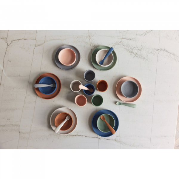 Coffret repas bébé silicone pale pink Jollein