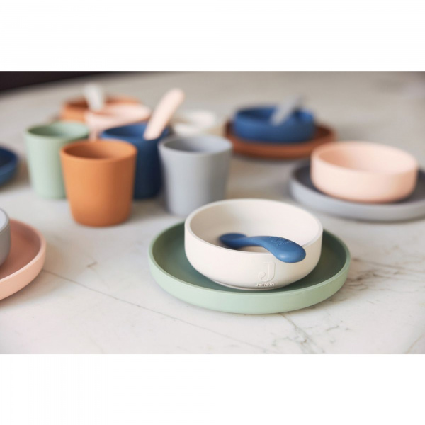 Coffret repas bébé silicone pale pink Jollein