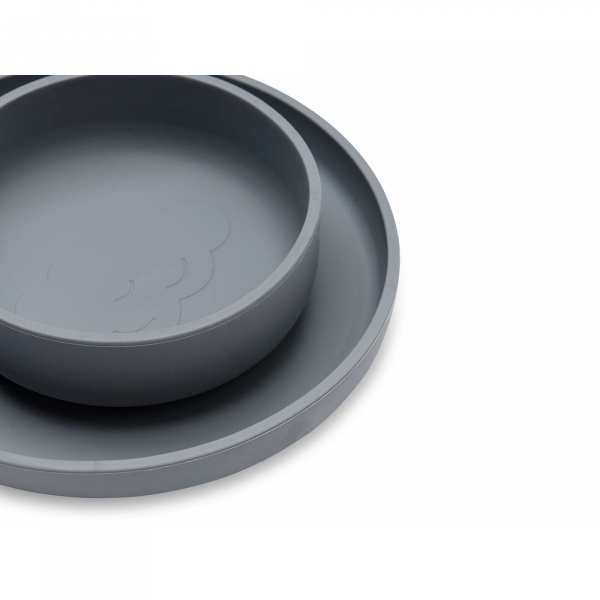 Coffret repas bébé silicone storm grey Jollein