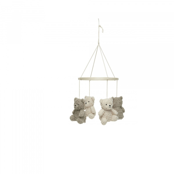 Pack support mobile bébé bois + mobile d’éveil bébé teddy bear olive green et naturel Jollein