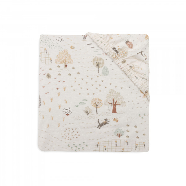 Drap housse berceau 40x80 cm jersey animals olive Jollein