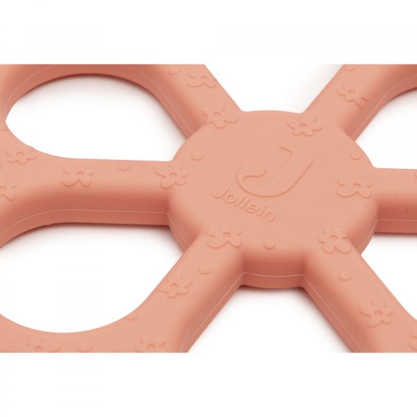 Anneau de dentition silicone bébé flower coral rose Jollein