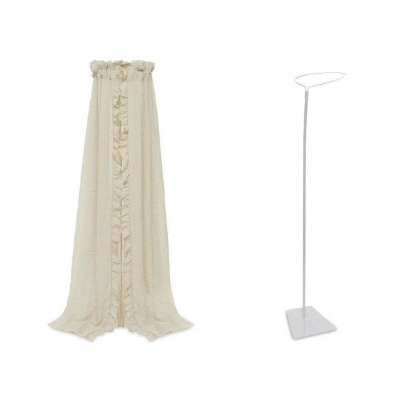 Pack ciel de lit vintage 155 cm rosewood + flèche de lit blanche Jollein