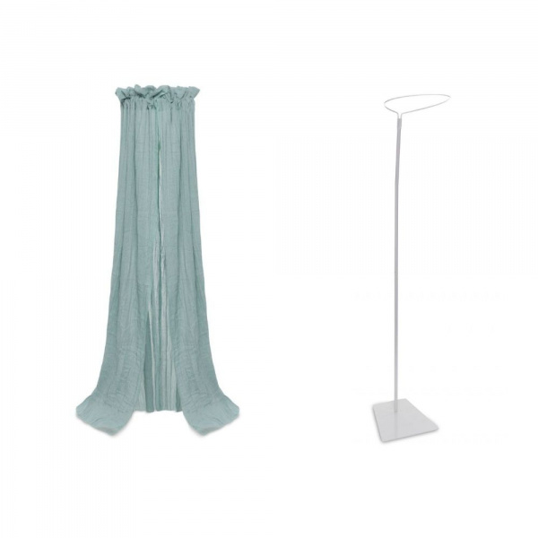 Pack ciel de lit vintage 155 cm rosewood + flèche de lit blanche Jollein