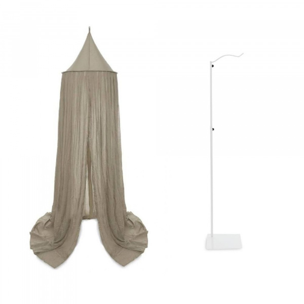 Pack ciel de lit vintage 245 cm olive + flèche de lit blanche Jollein