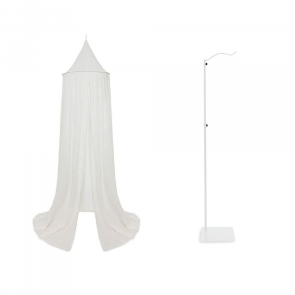 Pack ciel de lit vintage 245 cm ivoire + flèche de lit blanche Jollein