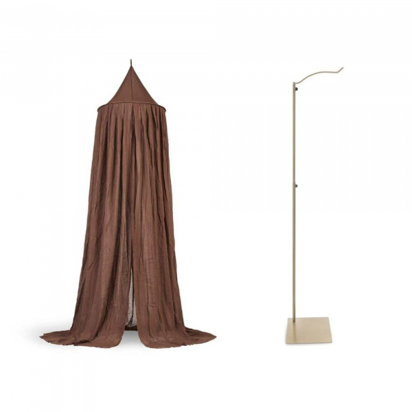 Pack ciel de lit vintage 245 cm olive + flèche de lit messing gold Jollein