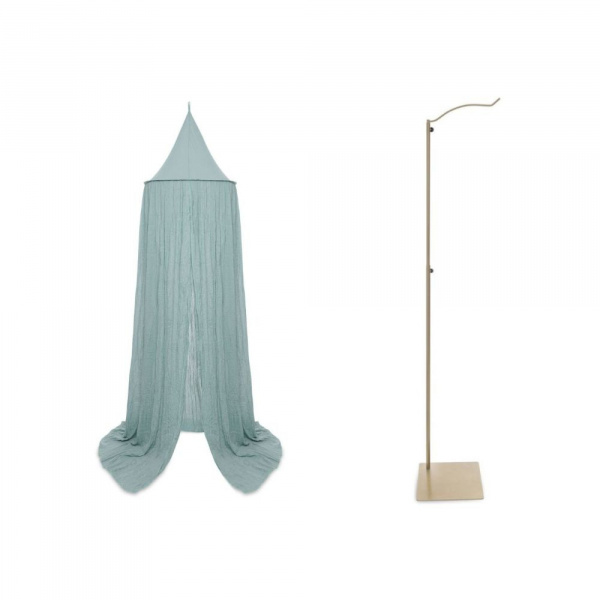 Pack ciel de lit vintage 245 cm sea green + flèche de lit messing gold Jollein