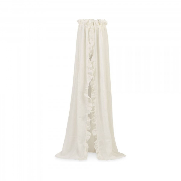 Pack ciel de lit vintage 155 cm ruffle ivoire + flèche de lit blanche Jollein