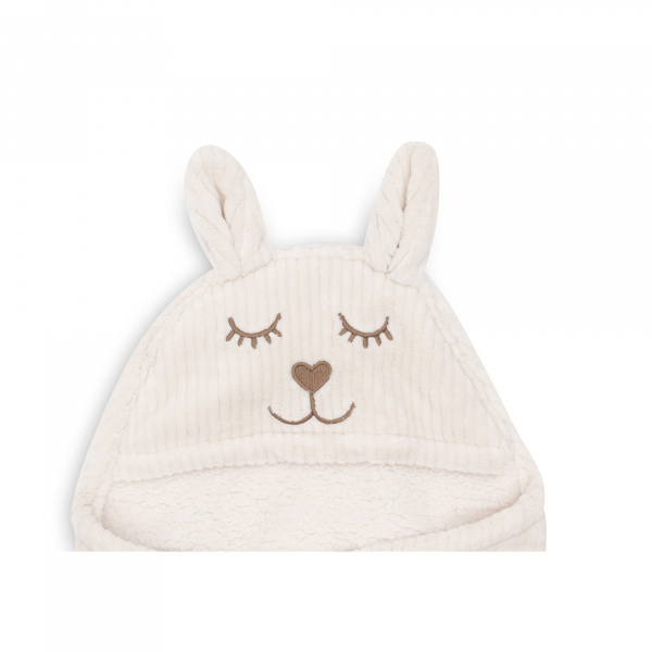 Couverture nomade portefeuille bunny cloudy rib oatmeal Jollein