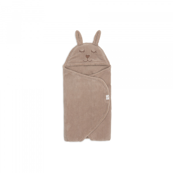 Couverture nomade portefeuille bunny cloudy rib milky coffee Jollein