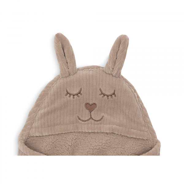 Couverture nomade portefeuille bunny cloudy rib milky coffee Jollein