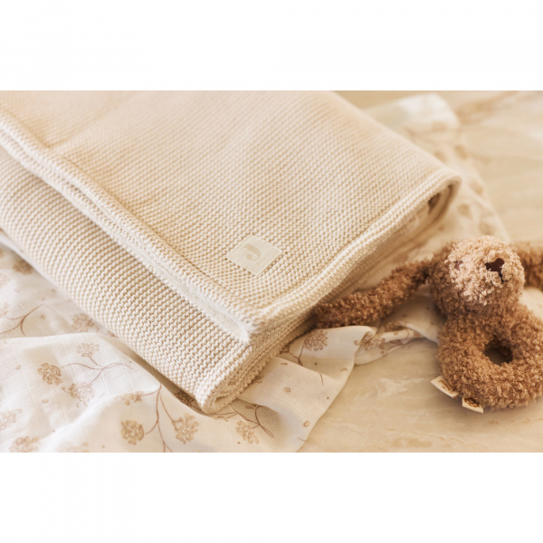 Couverture berceau 75 x 100 cm basic knit velvet ivoire Jollein