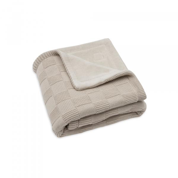 Couverture bébé tricot 75 x 100 cm box knit velvet warm sand Jollein