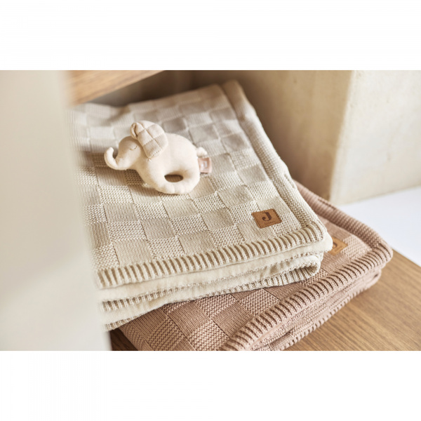 Couverture bébé chaude 100 x 150 cm box knit velvet warm sand Jollein