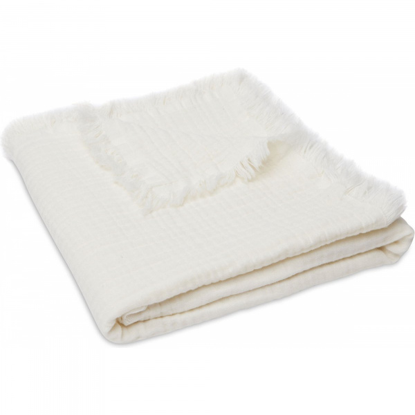 Couverture bébé 75x100 cm à franges ivoire Jollein