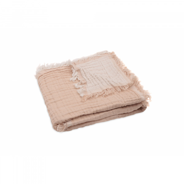 Couverture bébé 75x100 cm à franges moonstone et ivoire Jollein