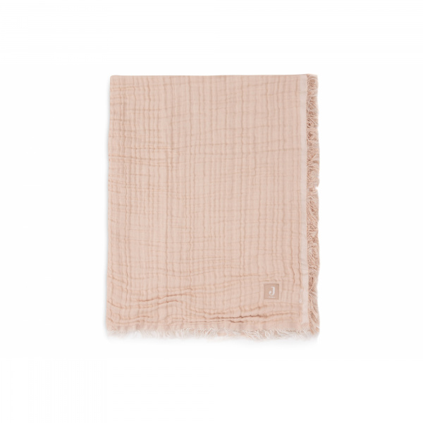 Couverture bébé 120x120 cm à franges moonstone et ivoire Jollein