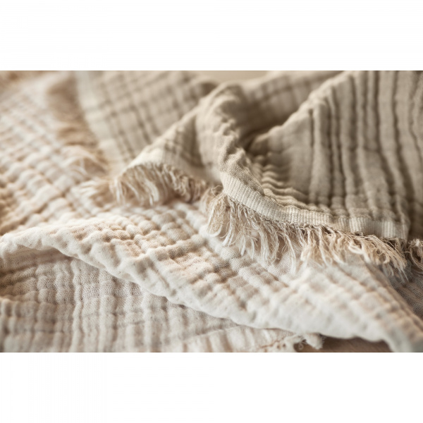 Couverture bébé 120x120 cm à franges olive et ivoire Jollein