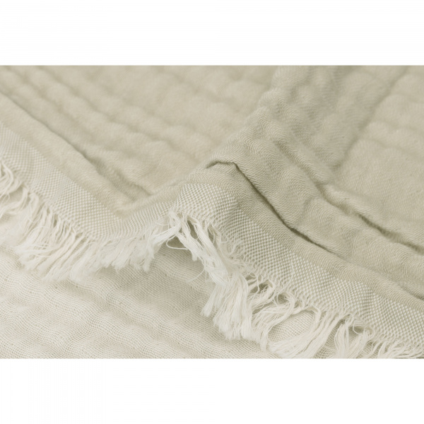 Couverture bébé 120x120 cm à franges olive et ivoire Jollein