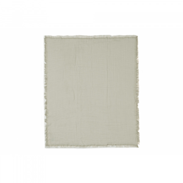 Couverture bébé 120x120 cm à franges olive et ivoire Jollein