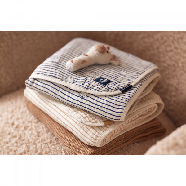 Couverture bébé gaze de coton 75x100 cm miffy stripe navy Jollein