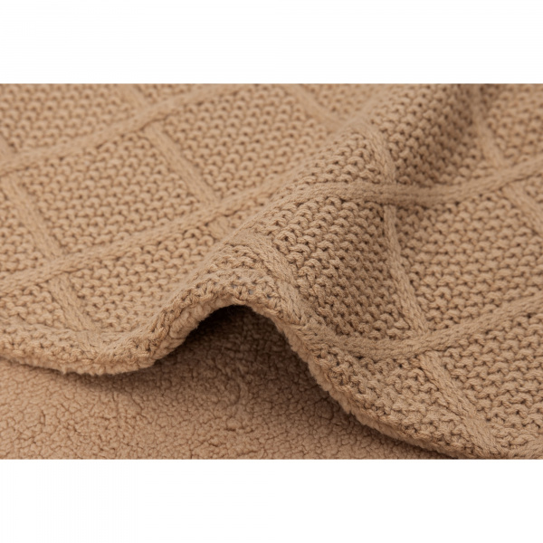Couverture bébé 75x100 cm check knit teddy fleece biscuit Jollein