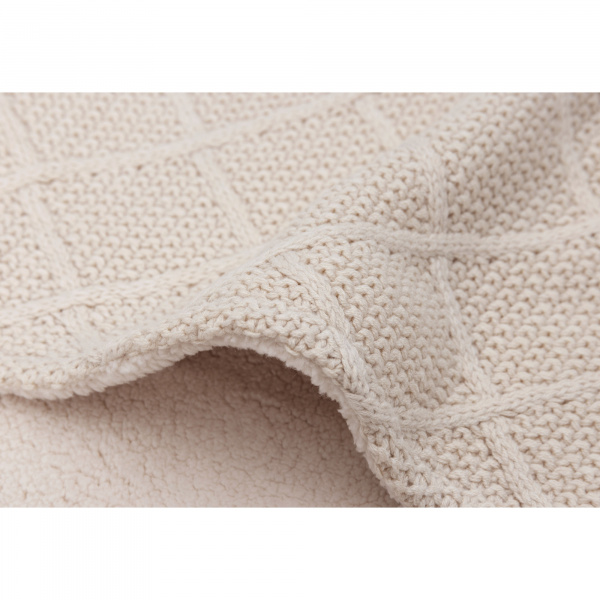 Couverture bébé 100x150 cm check knit teddy fleece oatmeal Jollein